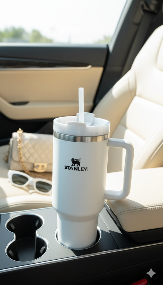 Stanley-Style 40oz Insulated Tumbler – Premium Stainless Steel - White