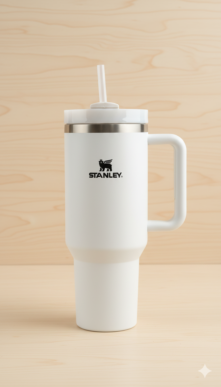 Stanley-Style 40oz Insulated Tumbler – Premium Stainless Steel - White