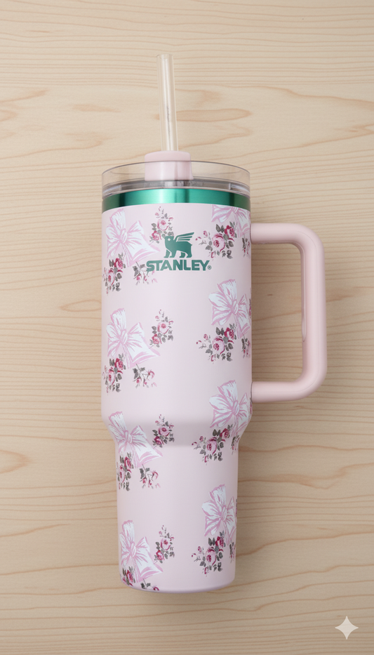 Stanley-Style 40oz Insulated Tumbler – Premium Stainless Steel - Pink Floral